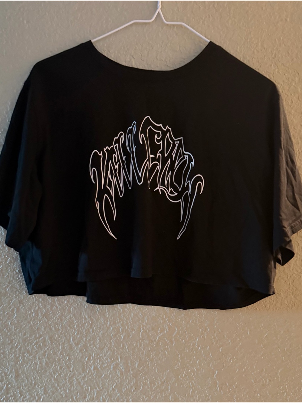 Kill Crew Black Cropped Graphic Tee with White Gothic Logo